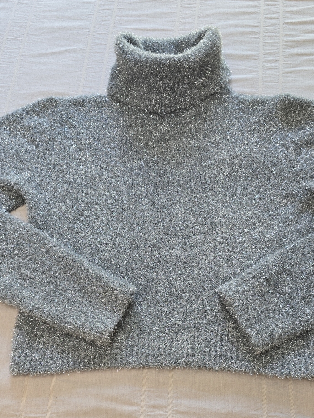Zara Metallic Shimmer Crop Turtleneck Sweater Girls Size 13 - 14